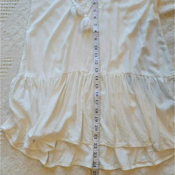 White, Cap Sleeved Boho Babydoll Shirt - Picture 9 of 9